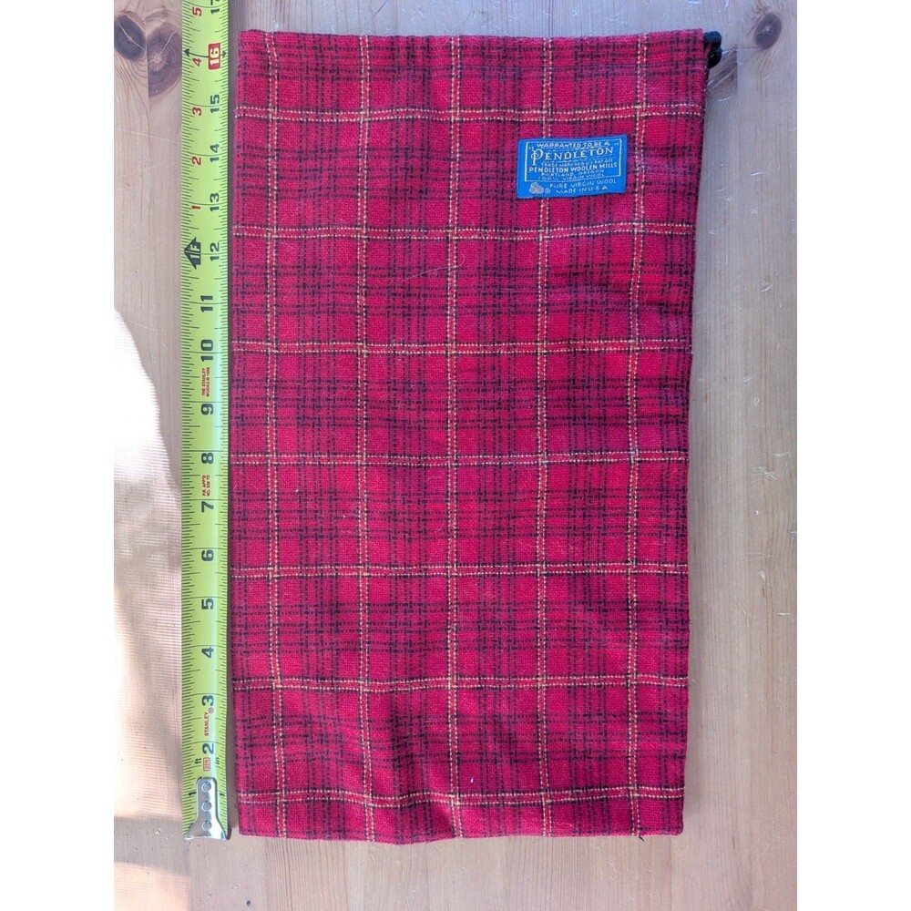 Pendleton Bag 16 x 9 Inches Red Plaid Wool Drawstring